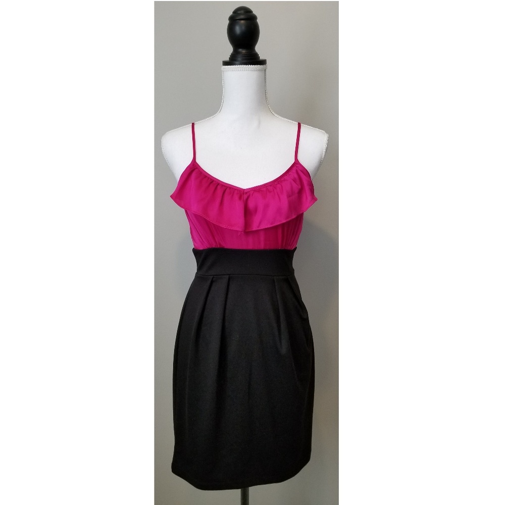 Forever 21 Colorblock Hot Pink/Black Dress